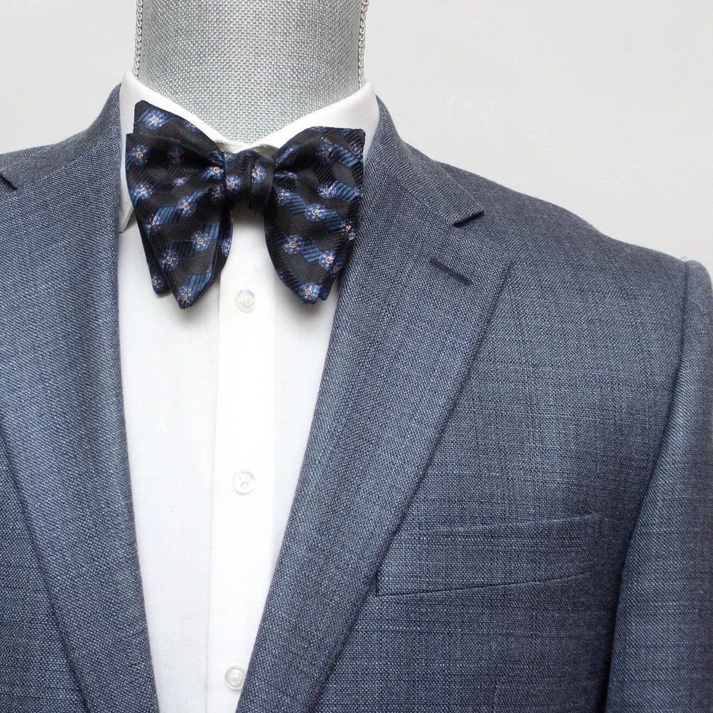 Men's Self-tied Large Bow Tie Navy Blue Silk Butterfly Bowtie Big‎ bow tie S564